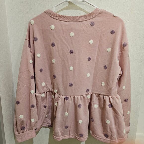 Blu Pepper Pink Polka Dot Textured Long Sleeve Casual Sweater‎ Size S - Picture 4 of 8